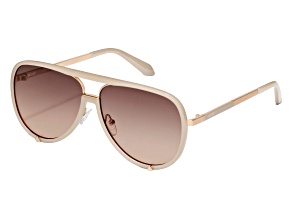 QUAY "HIGH-PROFILE" White Aviator Frame / Brown Polarized Lenses Sunglasses