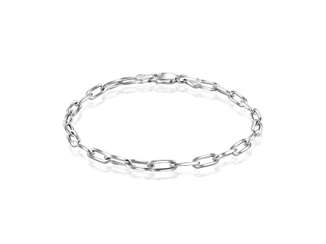 Sterling Silver Italian 3mm Paperclip Link Chain Bracelet for Unisex Size - 7 Inches, Color Silver