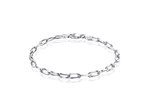 Sterling Silver Italian 3mm Paperclip Link Chain Bracelet for Unisex Size - 7 Inches, Color Silver