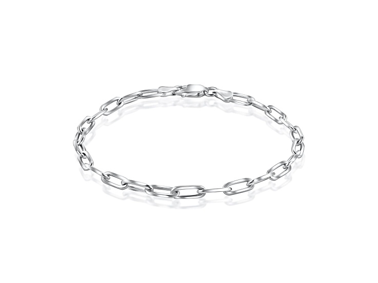 Sterling Silver Italian 3mm Paperclip Link Chain Bracelet for Unisex Size - 7 Inches, Color Silver