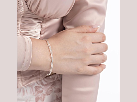 Sterling Silver Italian 3mm Paperclip Link Chain Bracelet for Unisex Size - 7 Inches, Color Silver