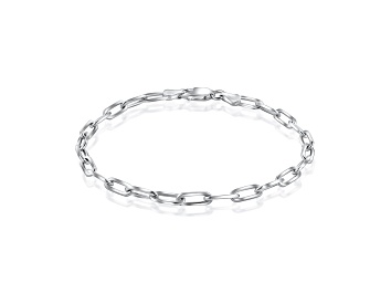 Picture of Sterling Silver Italian 3mm Paperclip Link Chain Bracelet for Unisex Size - 8 Inches, Color Silver