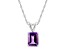 8x6mm Emerald Cut Amethyst 14k White Gold Pendant With Chain