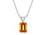 8x6mm Emerald Cut Citrine 14k White Gold Pendant With Chain