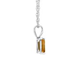 8x6mm Emerald Cut Citrine 14k White Gold Pendant With Chain