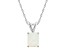 8x6mm Emerald Cut Opal 14k White Gold Pendant With Chain