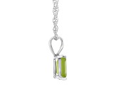 8x6mm Emerald Cut Peridot 14k White Gold Pendant With Chain