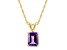 8x6mm Emerald Cut Amethyst 14k Yellow Gold Pendant With Chain