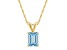 8x6mm Emerald Cut Aquamarine 14k Yellow Gold Pendant With Chain