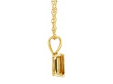 8x6mm Emerald Cut Citrine 14k Yellow Gold Pendant With Chain