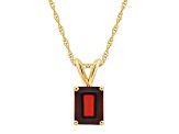 8x6mm Emerald Cut Garnet 14k Yellow Gold Pendant With Chain