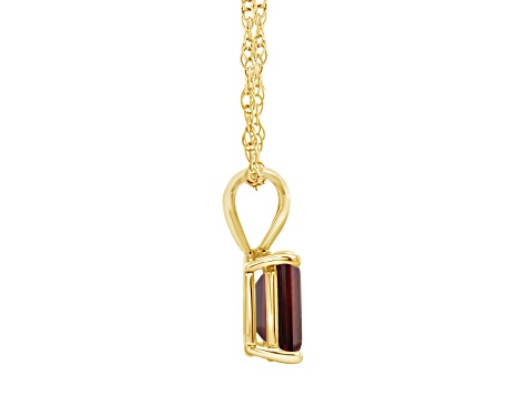 8x6mm Emerald Cut Garnet 14k Yellow Gold Pendant With Chain