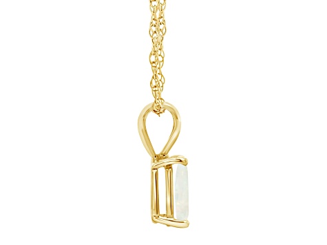 8x6mm Emerald Cut Opal 14k Yellow Gold Pendant With Chain