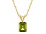 8x6mm Emerald Cut Peridot 14k Yellow Gold Pendant With Chain