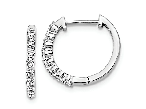 Rhodium Over 14K White Gold Lab Grown Diamond SI1/SI2, G H I, Hinged Hoop Earrings