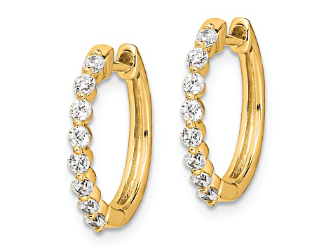 14K Yellow Gold Lab Grown Diamond SI1/SI2, G H I, Hinged Hoop Earrings