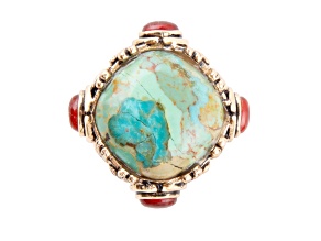 Barse Jewelry Wilder Blue Turquoise Gold Tone Statement Ring