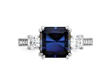 Rhodium Over Sterling Silver Polished Fancy Blue and White Cubic Zirconia Ring