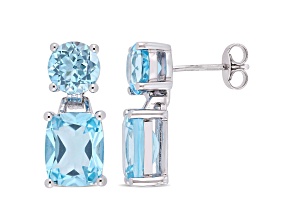 11.17ctw Sky Blue Topaz Dangle Earrings in Sterling Silver