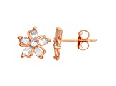 Aquamarine with Diamond Accent 10K Rose Gold Stud Earrings 0.23ctw