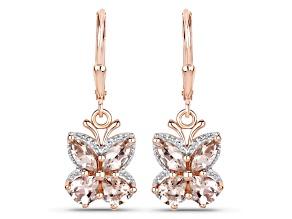 Morganite 18K Rose Gold Over Sterling Silver Butterfly Drop Earrings