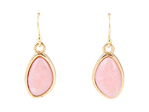 Barse Jewelry Pink Opal Gold Tone Dangle Earrings