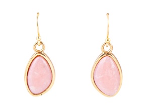 Barse Jewelry Pink Opal Gold Tone Dangle Earrings