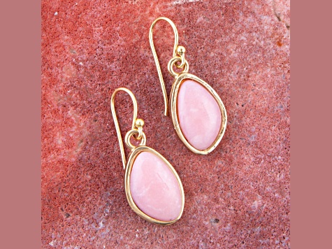 Barse Jewelry Pink Opal Gold Tone Dangle Earrings