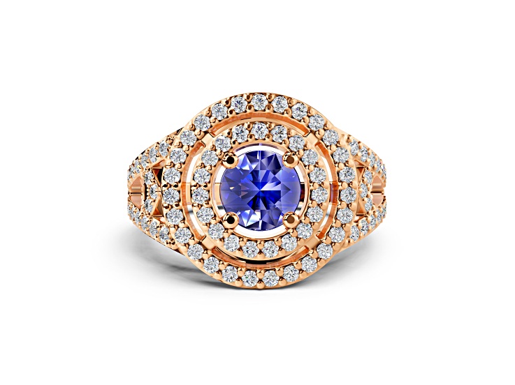 14K Rose Gold Tanzanite and Diamond Ring 0.74 ctw