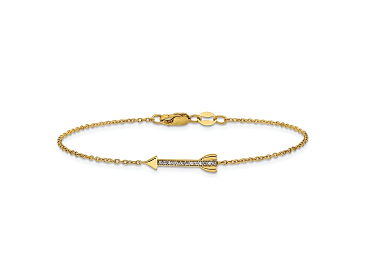 14k Yellow Gold Diamond Arrow Bracelet