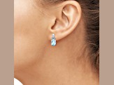 Oval Sky Blue Topaz & Accent White Diamond Sterling Silver Earrings 0.50ctw