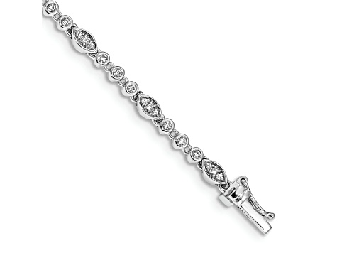 Rhodium Over 10k White Gold Diamond Bracelet