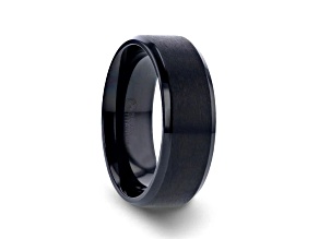 ELYSIAN Black Titanium Ring with Polished Beveled Edges and Brush Finished Center 8mm