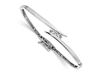 Picture of Rhodium Over 14k White Gold Diamond Hinged Bangle 0.27ctw