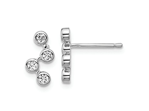 Rhodium Over Sterling Silver Polished Multi Bezel Set Cubic Zirconia Post Earrings