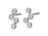 Rhodium Over Sterling Silver Polished Multi Bezel Set Cubic Zirconia Post Earrings