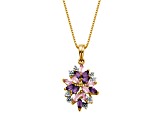 Purple Amethyst 18k Yellow Gold Over Sterling Silver Pendant With Chain 1.52ctw