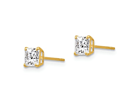 14K Yellow Gold Cubic Zirconia Stud Post Earrings