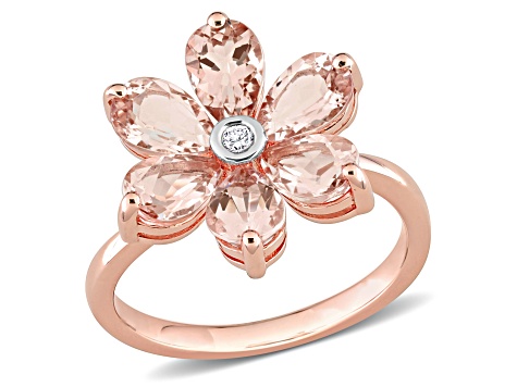 2.37ctw Morganite And Diamond Accent 10k Rose Gold Floral Ring