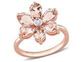 2.37ctw Morganite And Diamond Accent 10k Rose Gold Floral Ring