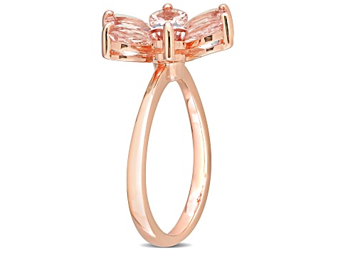 2.37ctw Morganite And Diamond Accent 10k Rose Gold Floral Ring