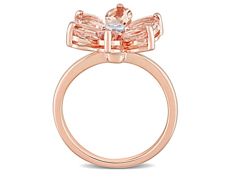 2.37ctw Morganite And Diamond Accent 10k Rose Gold Floral Ring