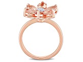 2.37ctw Morganite And Diamond Accent 10k Rose Gold Floral Ring