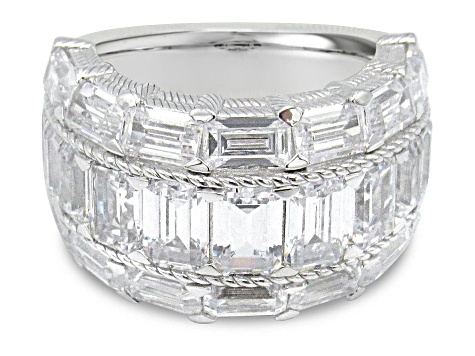 Judith Ripka 15.97ctw Octagonal Bella Luce Diamond Simulant Rhodium Over Sterling Ring