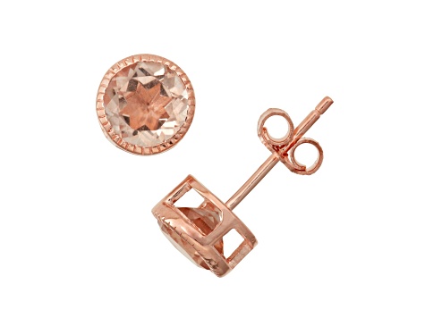 Pink Morganite Simulant 14K Rose Gold Over Sterling Silver Stud Earrings 1.90ctw