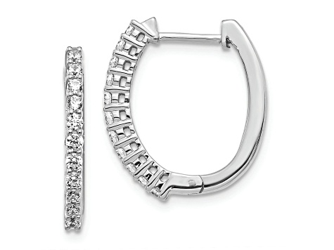 Rhodium Over 14K White Gold Lab Grown Diamond SI1/SI2, G H I, Hinged Hoop Earrings