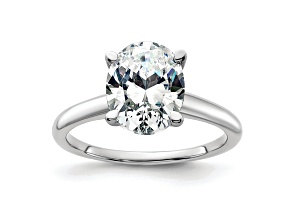 Rhodium Over 14K White Gold 3 ct. G H I True Light Oval Moissanite Solitaire Ring