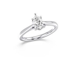 Pear Shape White Lab Grown Diamond Ring 14k White Gold 1.00ctw.