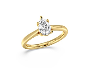 Pear Shape White Lab Grown Diamond Ring 14k Yellow Gold 1.00ctw.
