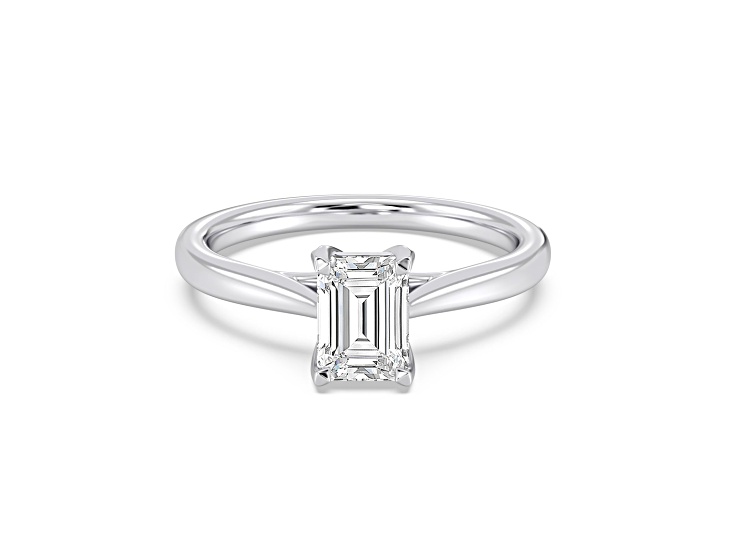 Emerald Cut White Lab Grown Diamond Ring 14k White Gold 1.50ctw.